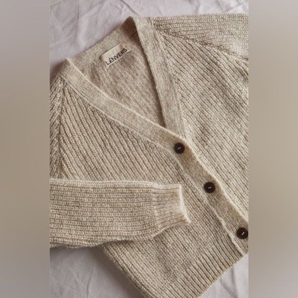 Cozy Beige Women's Cardigan Sweater - Picture 3 of 15